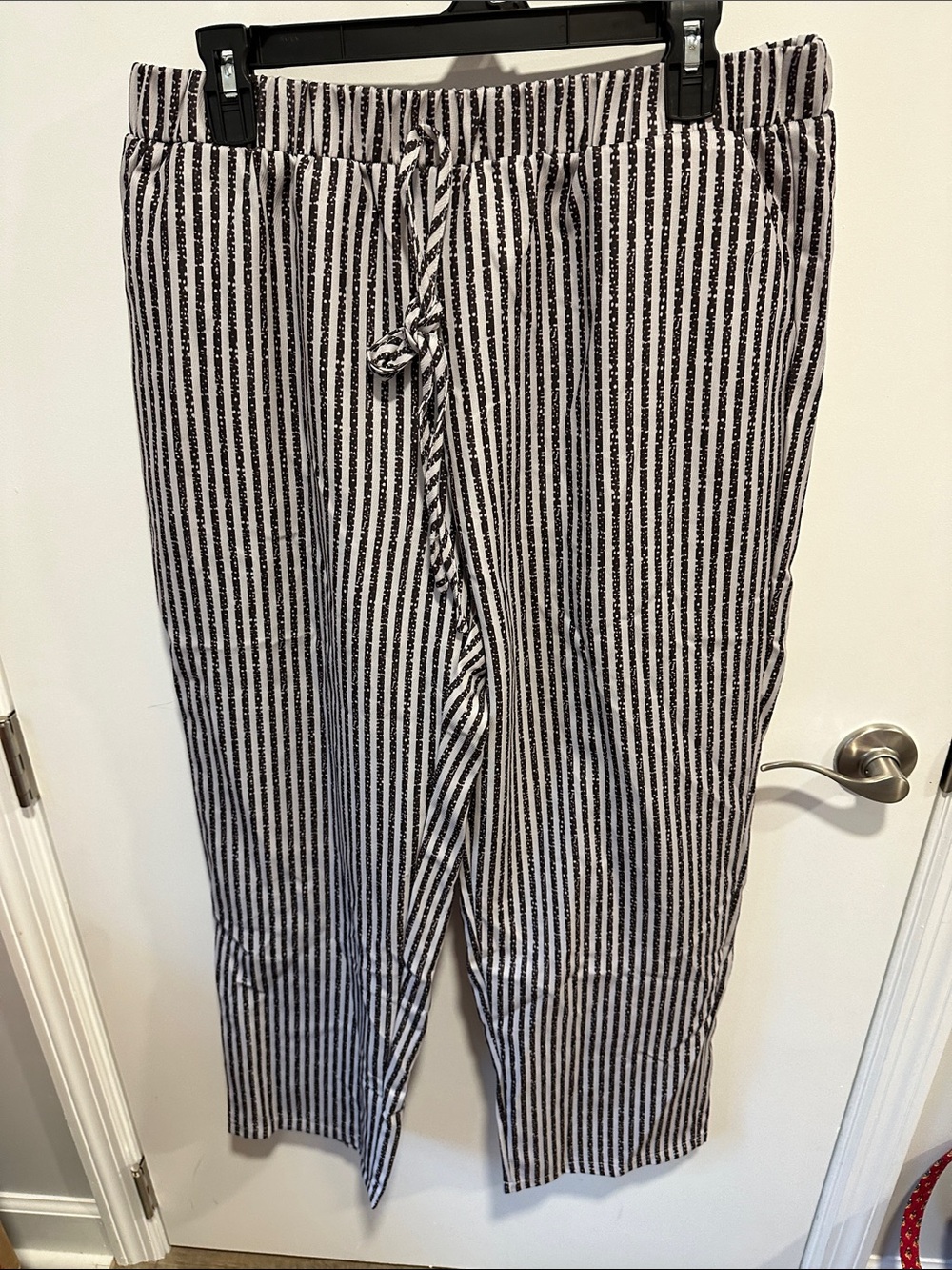 Striped Black and White Women’s Drawstring Pants